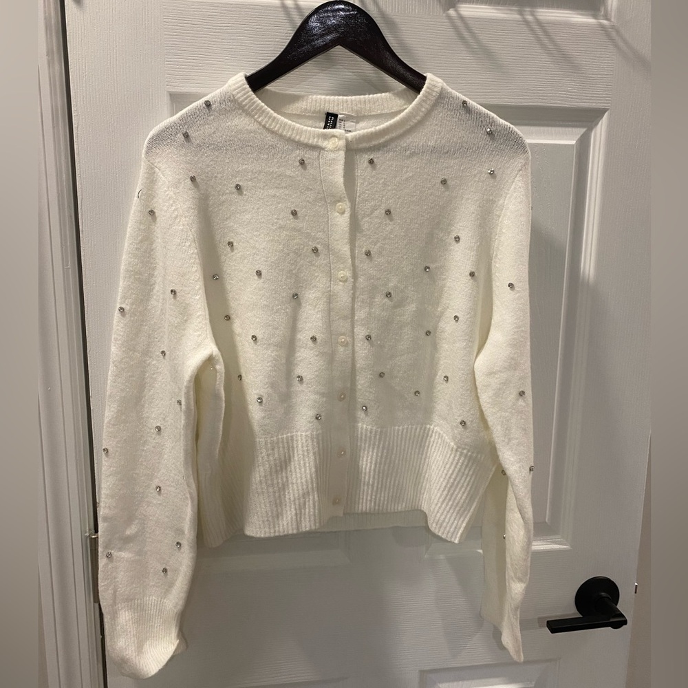 H&M White Rhinestone Sweater - Picture 2 of 5